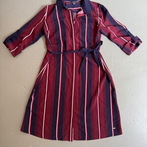 Tommy Hilfiger Striped Burgundy and Navy Dress